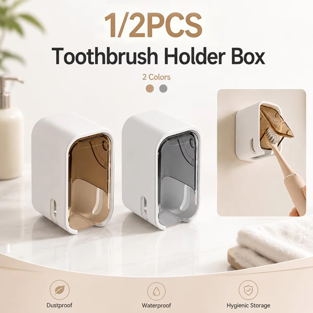 Home Edit Bathroom Storage - 1/2PCS Portaspazzolino da Parete con Coperchio