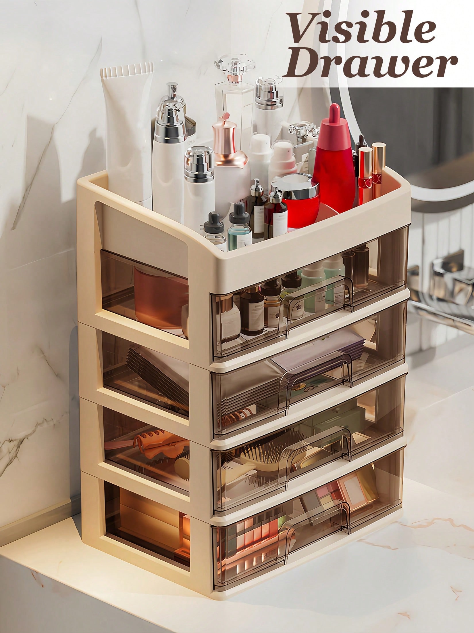 Home Essentials Bathroom Storage - Organizzatore per trucchi, cassetti per riporre