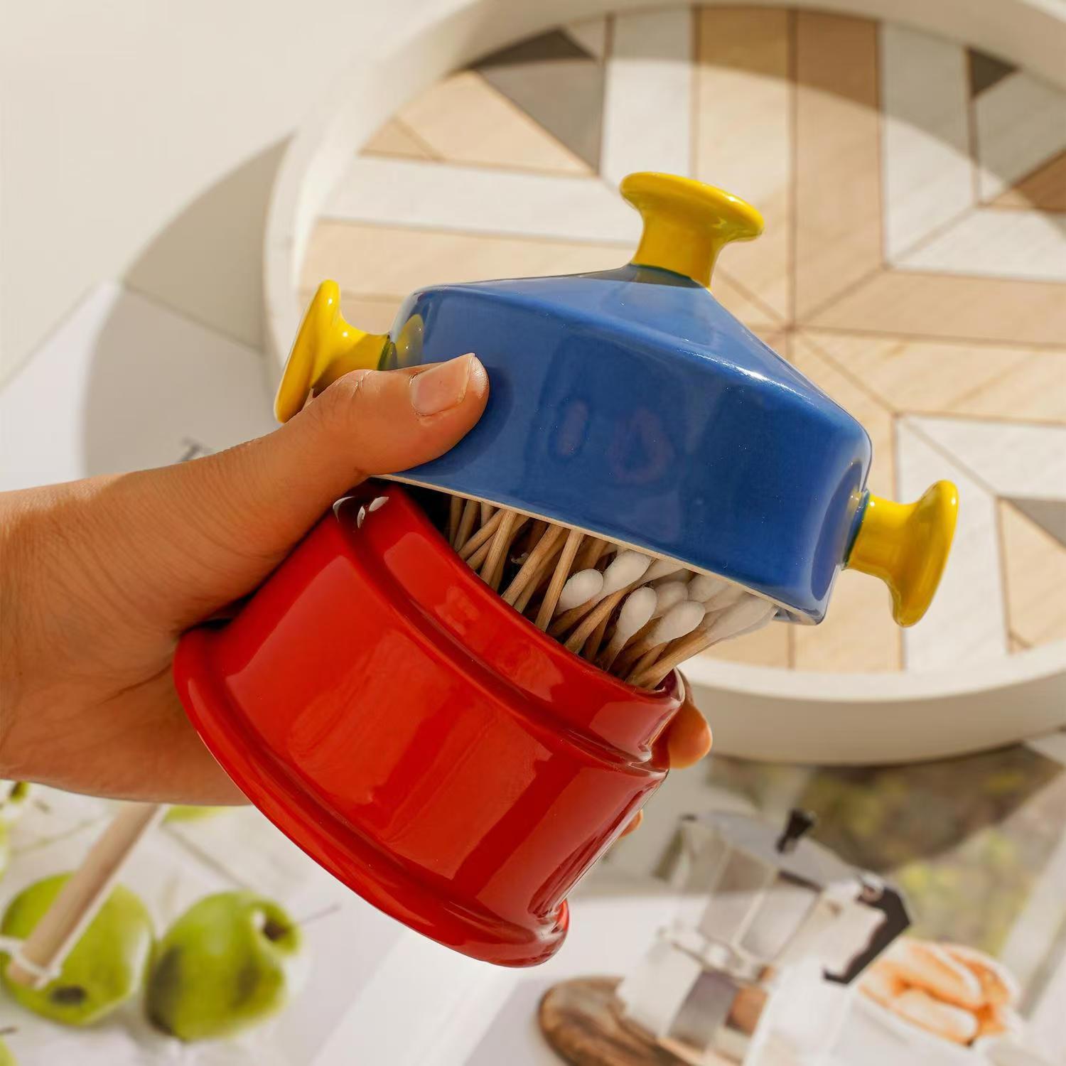 Home Bathroom Organizer - Portastuzzicadenti in ceramica Dopamine - Piccolo