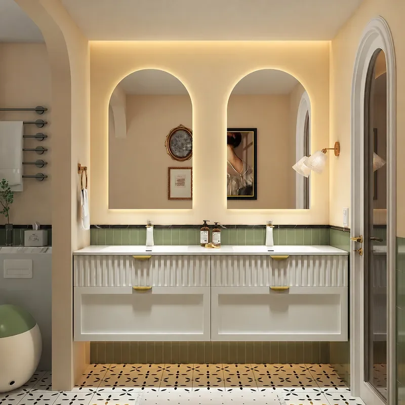 Mobile Bagno Stile Crema con L - Home Bathroom Vanity Combo recensione e prezzo